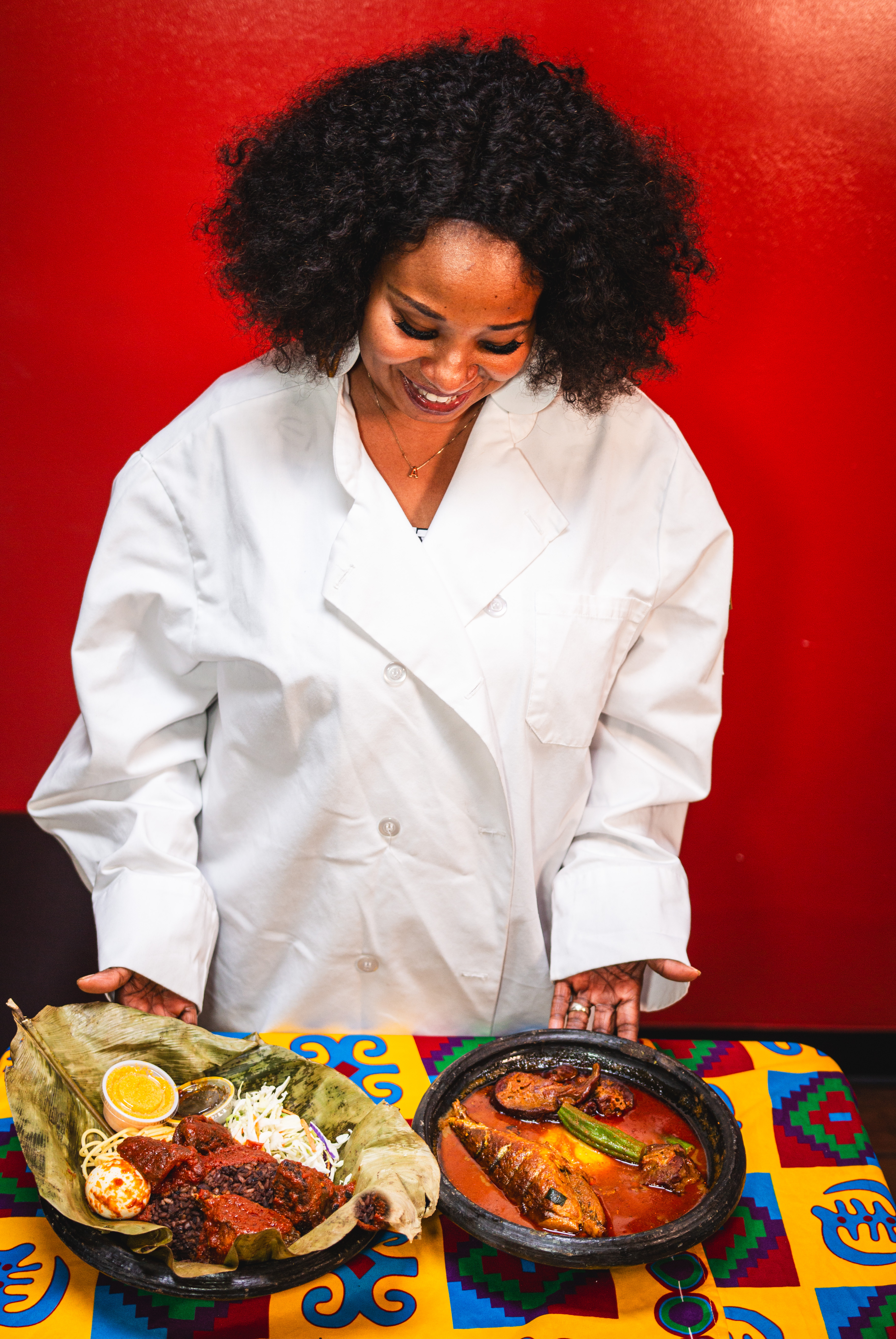 Woman holding plate of food